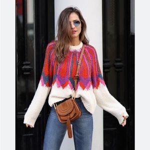 Zara Fair Isle Crew Neck Sweater in Multi M